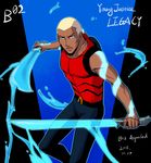  1boy 2013 aqua_lad blonde_hair character_name dark_skin dark_skinned_male dc_comics gills kaldur&#039;ahm kaldur'ahm male male_focus riyan sleeveless solo water weapon young_justice:_invasion 