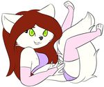  cat feline female fur gloves hattiette legwear mammal pinup pose solo stockings underwear visenia white_fur 