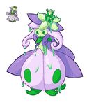  dripping emererre full_body fusion gen_6_pokemon goodra green_eyes lilligant looking_down no_humans pixel_art pixelated pokemon pokemon_(creature) simple_background slime standing white_background 