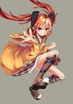  aihara_enju bad_id bad_pixiv_id black_bullet boots coat dress grin hair_ornament hairclip highres long_hair long_sleeves looking_at_viewer mixke orange_eyes orange_hair smile solo twintails very_long_hair zipper 