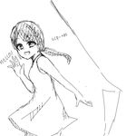  bad_id bad_pixiv_id child dress english greyscale long_hair looking_at_viewer monochrome neon_(kyjin) open_mouth paper ponytail scp-085 scp_foundation sketch smile solo waving 