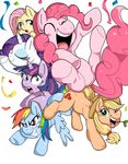  equine female feral fluttershy_(mlp) friendship_is_magic group horn horse mammal my_little_pony nekubi pegasus pinkie_pie_(mlp) pony rainbow_dash_(mlp) rarity_(mlp) smile twilight_sparkle_(mlp) unicorn wings 