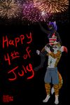  4th_of_july american_flag canine celebration chakat-silverpaws feline female fireworks flag fox happy hybrid male mammal smile stars stripes tiger 