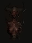  2018 abs breasts demon digital_media_(artwork) fear female horn humanoid neurodyne not_furry nude simple_background skull solo teeth unknown_species 