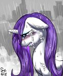  equine female feral friendship_is_magic horn horse mammal my_little_pony nekubi pony raining rarity_(mlp) sad solo tears unicorn 
