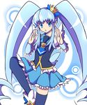 bad_id bad_pixiv_id blue_eyes blue_hair blue_legwear blue_skirt crown cure_princess happinesscharge_precure! heart kuroi_paseri long_hair magical_girl precure shirayuki_hime skirt solo standing standing_on_one_leg thighhighs twintails very_long_hair 