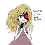  bad_id bad_pixiv_id blue_eyes brown_hair child cyborg dress english glowing glowing_eye hands_together long_hair neon_(kyjin) open_mouth parted_lips red_eyes scp-191 scp_foundation simple_background sketch solo white_background 