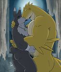  adu_bunny anthro biceps butt chain dragon duo eyes_closed fur gay inside kissing lagomorph lock long_ears looking_down male mammal manly muscles necklace night pecs rabbit room size_difference soya_draco soye_draco standing sweat takataka yellow_dragon 