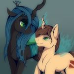  changeling equine evehly eye_contact female feral friendship_is_magic horn horse male mammal my_little_pony original_character pony queen_chrysalis_(mlp) smile unicorn 
