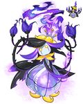  emererre fire fusion gen_5_pokemon glowing lilligant looking_at_viewer no_humans pixel_art pixelated pokemon pokemon_(creature) purple_fire simple_background standing thorns white_background yellow_eyes 