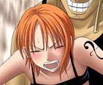  1girl bed bent_over breasts clothed_sex crimson_comics doggystyle erect_nipples eyes_closed from_behind large_breasts nami nami_(one_piece) nipples no_bra one_piece open_mouth orange_hair rape screaming sex sweat vaginal 