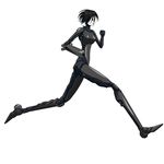  animated animated_gif black_eyes black_hair blame! breasts cyberpunk cyborg hand_cannon long_legs lowres pale_skin running sanakan tall 