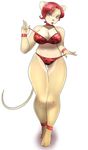  big_breasts bra breasts cleavage clothed clothing collar female hair hi_res hindpaw lingerie looking_at_viewer mammal mouse nails navel panties paws plain_background red_eyes red_hair red_lips red_nose rodent sageblk short_hair solo standing thick_thighs thigh_gap thighs underwear white_background 