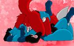  3_toes 69 ambiguous_gender anus balls blue_fur blush butt cum cum_in_mouth cum_inside domination duo erection eyes_closed fellatio fur lying male nintendo nude on_back open_mouth oral oral_sex pawpads penis pok&#233;mon pok&eacute;mon pyro_(umpherio) raised_tail red_fur riolu sex spread_legs spreading toony umpherio umpherio_(umpherio) video_games 
