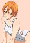  blush breasts competition_swimsuit hoshizora_rin kosuke_haruhito looking_at_viewer love_live! love_live!_school_idol_project medium_breasts one-piece_swimsuit orange_hair short_hair simple_background solo swimsuit yellow_eyes 