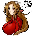  animal_ears borrowed_character breasts brown_eyes brown_hair collaboration colorized cow_ears cow_girl cow_horns ego_trigger eu03 horns huge_breasts long_hair matsu-sensei mattie_(ego_trigger) original smile solo upper_body 