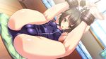  aoyagi_natsuya bdsm blush bondage bound breasts brown_hair cameltoe covered_nipples cuffs folded game_cg green_eyes kouguchi_moto lying on_back otome_switch short_hair small_breasts solo 