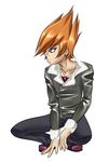  1boy clothed jewelry necklace orange_hair purple_eyes shingetsu_rei sitting solo yu-gi-oh! 