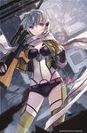  artist_name bad_id bad_pixiv_id black_gloves blue_eyes bullet carrying carrying_over_shoulder fingerless_gloves gloves gun hair_ornament hairclip highres holding parted_lips pgm_hecate_ii rifle scarf short_hair shorts silver_hair sinon sniper_rifle solo swd3e2 sword_art_online weapon wind 