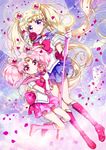  back_bow bishoujo_senshi_sailor_moon bishoujo_senshi_sailor_moon_crystal blonde_hair blue_eyes blue_sailor_collar blue_skirt boots bow chibi_usa choker crescent double_bun earrings flower full_moon heart holding holding_staff holding_wand jewelry knee_boots long_hair looking_at_viewer maboroshi_no_ginzuishou magical_girl moon moon_stick multiple_girls naki_ringo petals pink_choker pink_eyes pink_footwear pink_moon_stick pink_sailor_collar pink_skirt pleated_skirt red_bow red_choker red_flower red_rose rose sailor_chibi_moon sailor_collar sailor_moon sailor_senshi sailor_senshi_uniform short_hair skirt smile staff tsukino_usagi twintails wand 