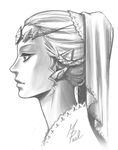  braid downscaled earrings eyelashes face french_braid greyscale jewelry lips long_hair marco_paal md5_mismatch monochrome nose pointy_ears princess_zelda profile resized signature solo the_legend_of_zelda tiara veil 