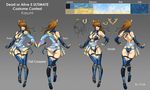  alternate_costume ass asymmetrical_clothes bodysuit boots breasts brown_eyes brown_hair character_sheet color_guide dead_or_alive fingerless_gloves gloves greaves hair_ornament highres japanese_clothes jeanne_kongphengta kasumi_(doa) large_breasts long_hair multiple_views ponytail revealing_clothes sash sideboob thigh_boots thigh_gap thighhighs vambraces 