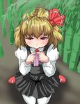  :&gt; bamboo downcast_eyes kneeling namakochan pantyhose rumia sketch solo tanabata touhou white_legwear 