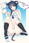 &lt;3 ? abstract_background animal_ears black_fur black_hair braid cat cat_ears dressing english_text feline female fur green_eyes hair hi_res human lingerie long_hair looking_away loyproject mammal nails panties shoes sitting smile socks solo text thick_thighs thighs underwear yellow_fur 