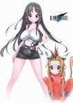  akiyama_mio black_hair breasts cosplay feline final_fantasy final_fantasy_vii k-on! large_breasts long_hair miniskirt red_xiii skirt suspenders tainaka_ritsu tank_top tifa_lockhart white_top yoru_ha 