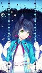  &lt;3 animal_ears blue_fur blue_hair cat_ears city clothed clothing female fur green_eyes hair human lips long_hair looking_at_viewer loyproject mammal moon nails sitting solo stars swing tears 