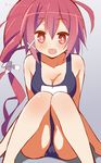  9law highres i-168_(kantai_collection) kantai_collection long_hair one-piece_swimsuit ponytail red_eyes red_hair school_swimsuit solo swimsuit 