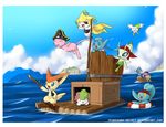  azelf celebi eye_patch eyes_closed eyewear group jirachi legendary_pok&#233;mon legendary_pok&eacute;mon manaphy mesprit mew nintendo pequedark-velvet pirate pok&#233;mon pok&eacute;mon raft sea shaymin ship sleeping smile swimming uxie victini video_games water yarr 