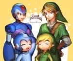  armor bad_id bad_twitter_id blonde_hair blue_eyes charcoalo closed_eyes commentary_request dual_persona earrings gloves green_eyes hat helmet jewelry link multiple_boys pointy_ears rockman rockman_(character) smile super_smash_bros. the_legend_of_zelda the_legend_of_zelda:_the_wind_waker the_legend_of_zelda:_twilight_princess toon_link x_(rockman) 