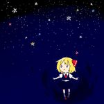  blonde_hair hair_ornament hair_ribbon o_o open_mouth outstretched_arms ribbon rumia short_hair sketch sky solo spread_arms star_(sky) starry_sky touhou yamabuki_(yusuraume) 