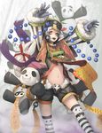  akira0171 hat jiangshi long_hair md5_mismatch midriff ofuda open_mouth original outstretched_arms panda socks teeth white_hair yellow_eyes 