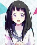  bad_id bad_pixiv_id black_hair chitanda_eru hyouka kenka long_hair purple_eyes school_uniform serafuku smile solo 