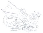  ambiguous_gender black_and_white dragon feral jacel lying monochrome on_back plain_background scalie solo white_background wings 