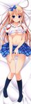  :o absurdres black_legwear blonde_hair blue_eyes blush bra bra_lift breasts cleavage covering covering_crotch dakimakura full_body gensou_no_idea highres huge_filesize knees_together_feet_apart kujou_mitsuki long_hair looking_at_viewer makita_maki medium_breasts navel panties school_uniform shiny shiny_skin shirt_lift skirt socks solo thigh_gap underboob underwear white_bra white_panties 