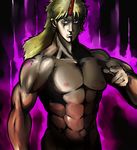  abs akikusa_peperon aura biceps blonde_hair eyebrows genderswap hokuto_no_ken horn hoshiguma_yuugi lips male_focus muscle nose nude parody pectorals pointing pointy_ears red_eyes serious thick_eyebrows touhou 