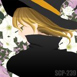  blonde_hair character_name cloak flower green_eyes hat misima1029 no_outlines scp-239 scp_foundation solo witch_hat 