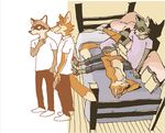 anonymous_artist anthro bed canine closet_coon clothing colin_young couple duo fox gay male mammal raccoon red_fox underwear 