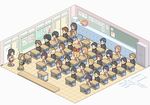  6+girls afro annaka_haruna black_hair blonde_hair blue_hair brown_hair character_request classroom daruma_doll isometric mabius minakami_mai mohawk multiple_boys multiple_girls naganohara_mio nakanojou_tsuyoshi nichijou pixel_art sakurai_izumi shinonome_nano sliding_doors table tanaka_(nichijou) winding_key |_| 