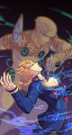  arrow blonde_hair blue_eyes bug giorno_giovanna hahihu1782 highres insect jojo_no_kimyou_na_bouken ladybug multiple_boys stabbed stabbing 