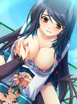  1girl black_hair blush breast_grab breasts collarbone game_cg grabbing long_hair nail_polish nipples orion_heart_~injoku_no_suku_mizu_sailor_senshi~ panties portion saeki_hokuto uncensored underwear uzumiya_aoi white_underwear yellow_eyes 