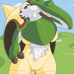  chesnaught chest_tuft female fur looking_at_viewer nintendo outside pok&#233;mon pok&eacute;mon pussy red_eyes solo standing trapmagius tuft video_games 