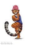  blush covering embarrassed feline female kung_fu_panda kyma mammal master_tigress plain_background solo tiger towel white_background 