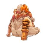  boots comforting crying final_fantasy final_fantasy_tactics geomancer_(fft) gloves golem hug momigarakuntan oekaki orange_hair 