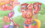  anthro areola big_breasts big_macintosh_(mlp) blush breasts cleavage clothed clothing crossgender cutie_mark equine erect_nipples female friendship_is_magic hard_nipples horse huge_breasts male mammal my_little_pony navel nipples pegasus pony pussy scootaloo_(mlp) smile wing_boner wings 