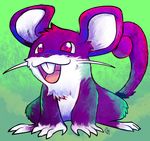  big_ears chest_tuft claws feral fur mammal nintendo open_mouth pink_eyes plain_background pok&#233;mon pok&eacute;mon rat rattata rodent smile solo the-chu tongue tuft video_games whiskers 