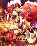  artist_request blonde_hair blue_eyes coin crown gem gold grin hat idolmaster idolmaster_cinderella_girls jolly_roger ootsuki_yui pirate pirate_hat skull_and_crossed_swords smile solo sword treasure weapon 